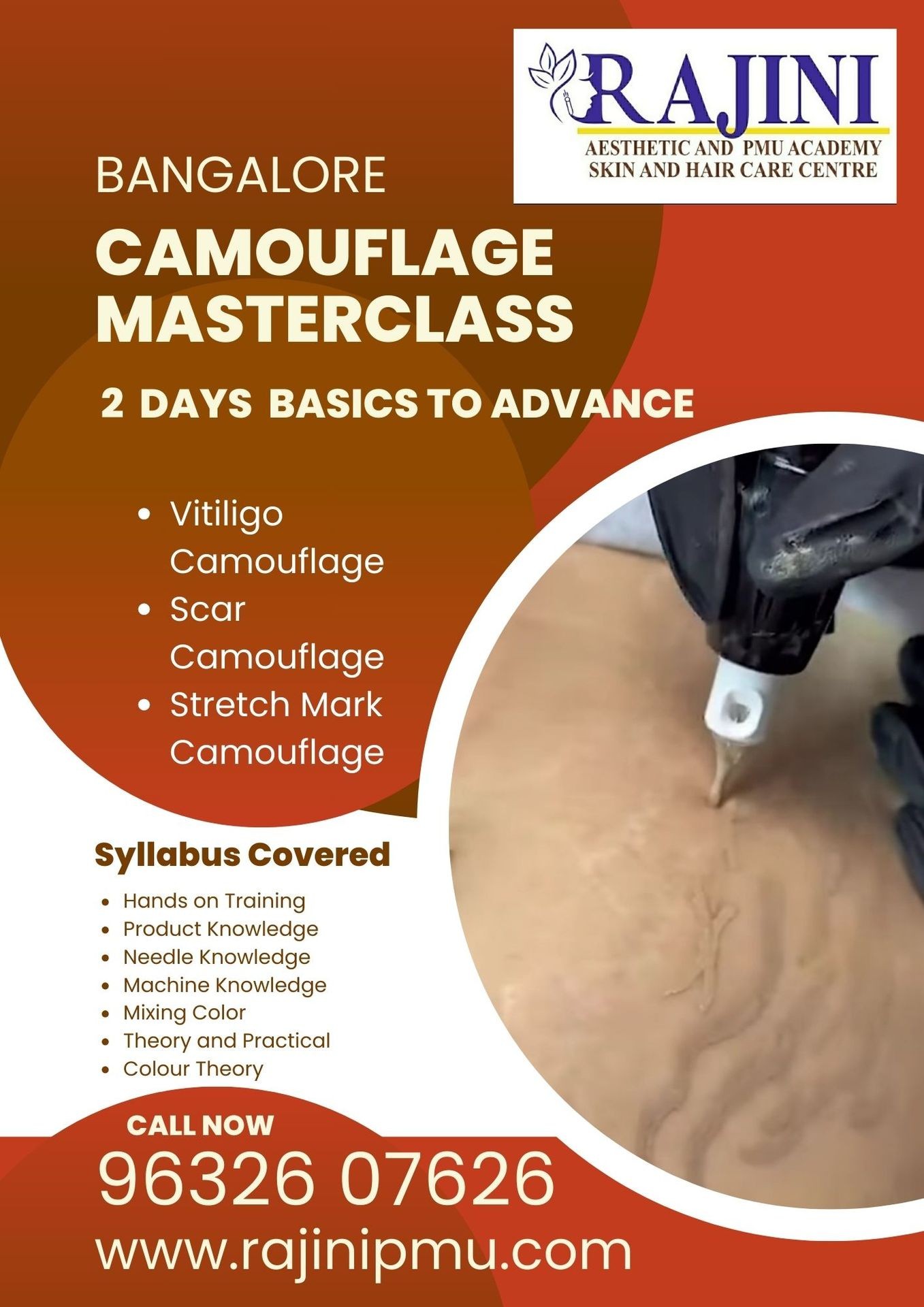 camouflage, vitiligo, scar, streach marks training bangalore, india